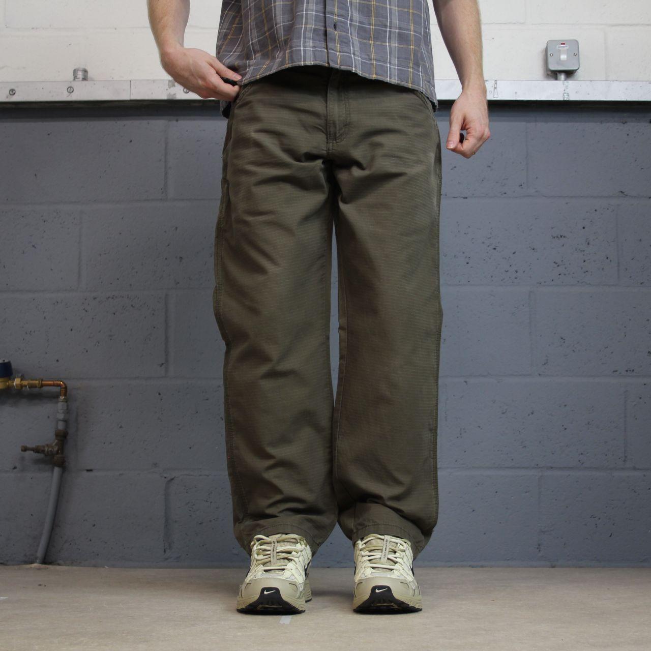 Wrangler carpenter pants y2k green Loose straight leg skater style workwear utility pants