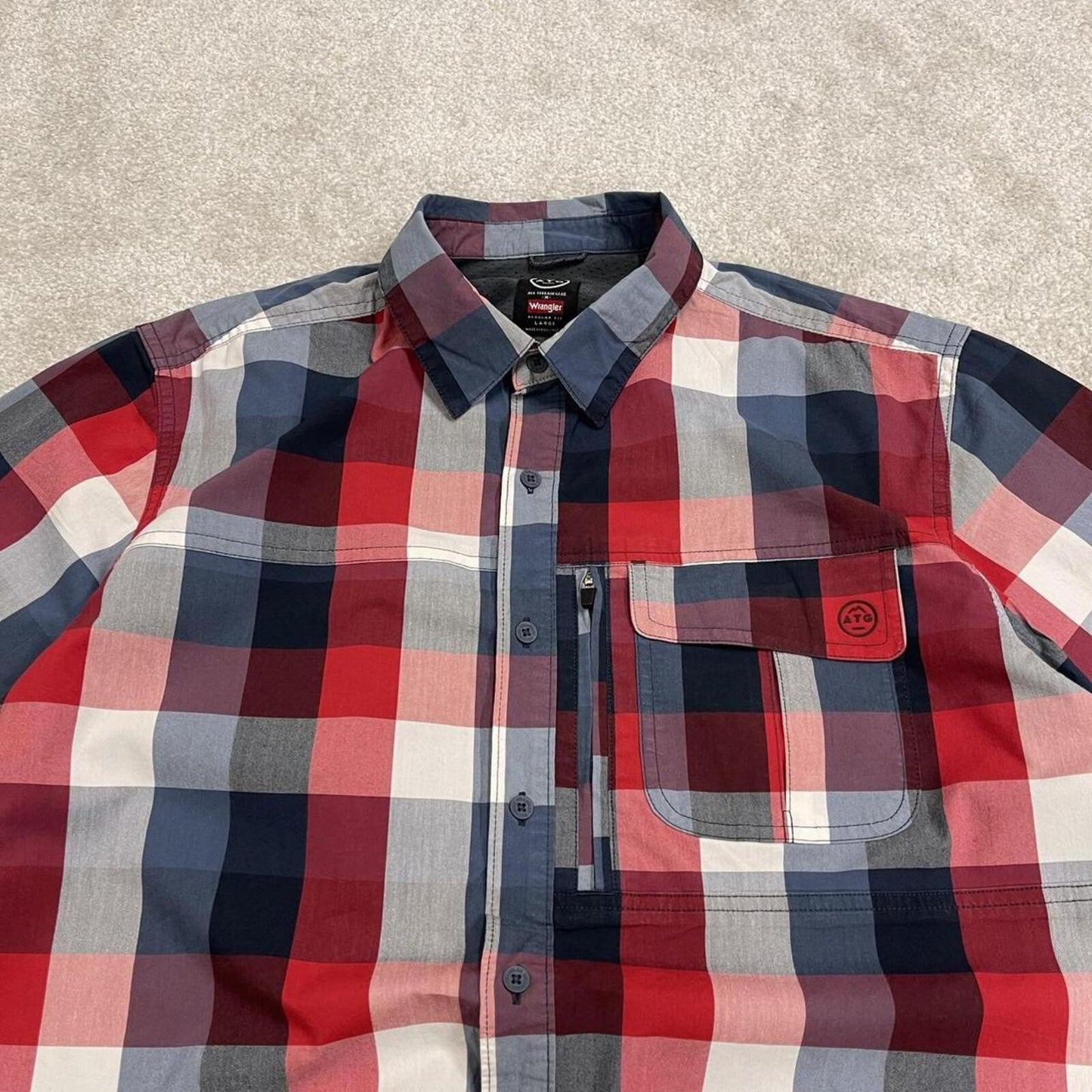 Checkered Wrangler short sleeeve shirt Festival style button down summer shirt