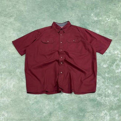 Wrangler boxy fit short sleeve shirt burgundy red Boxy surf style shirt summer festival