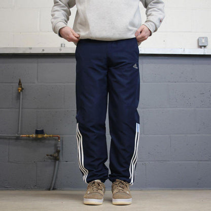 Adidas trackies 14 loose navy y2k style joggers adjustable stripe detail track pants