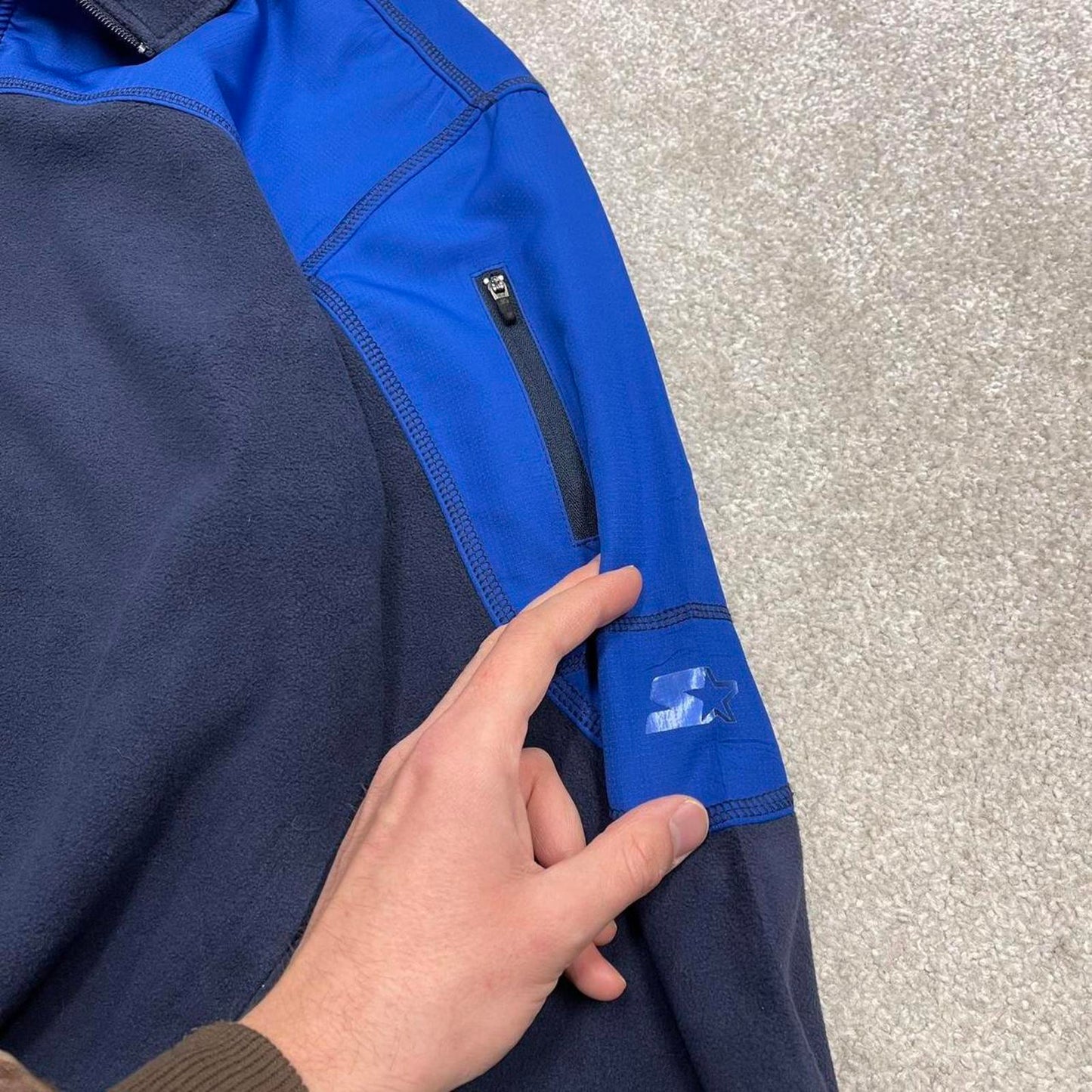 Y2k Starter technical fleece L men’s1/4 zip up navy blue 00s style autumn casual street