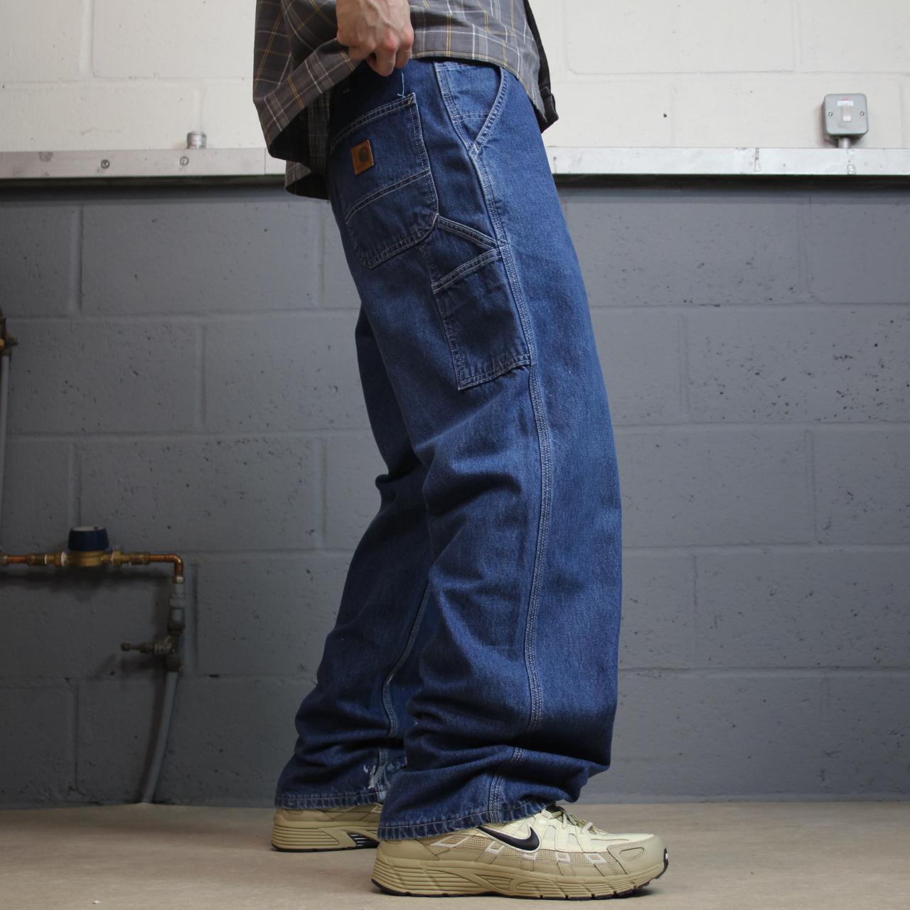 Baggy Carhartt carpenter jeans y2k W34L32 blue skater style workwear utility denim cargos