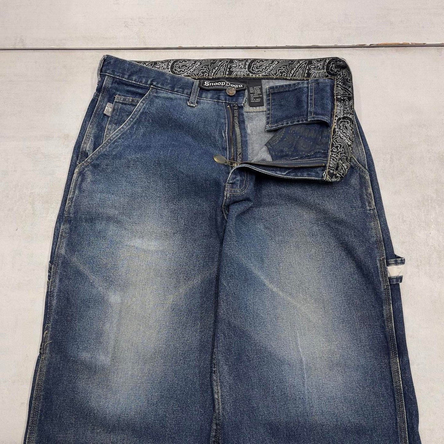 Baggy Snoop Dogg carpenter jeans W34L33 embroidered y2k style rare wide leg