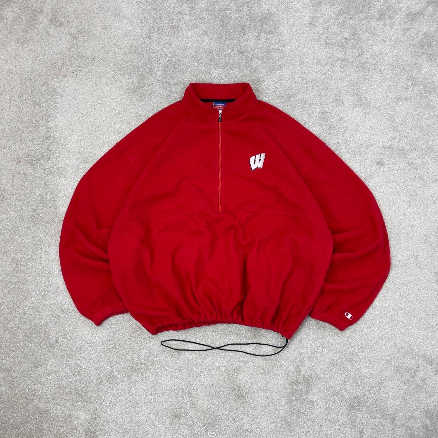 Red Champion technical fleece XXL 1/2 zip up y2k style autumn adjustable waist