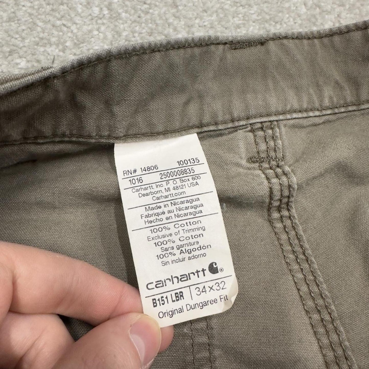 Carhartt carpenter skate pants khaki Loose dungaree fit Y2K style cargo work pants