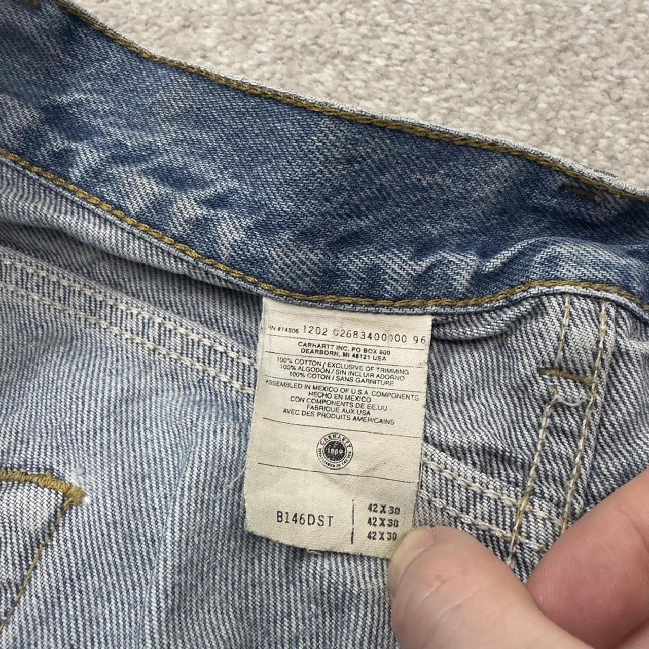 Carhartt denim shorts y2k faded blue Loose skater style work jorts