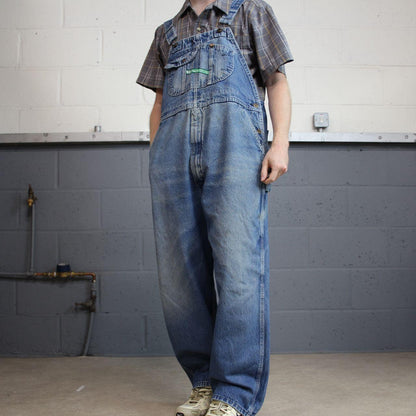 Vintage baggy dungarees 00s denim Key overalls blue 40x28