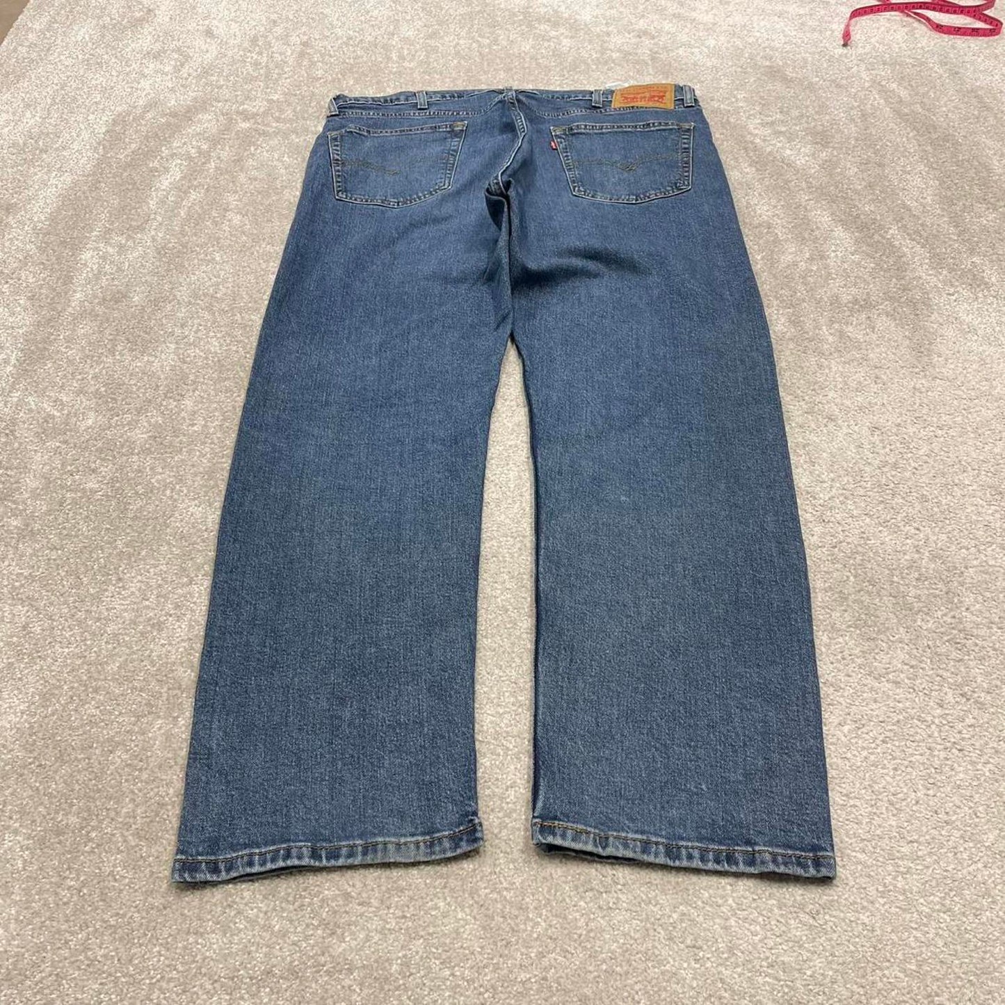 Levis 505 jeans y2k 90s style W38L30 red tab logo 5 pocket navy blue denim pants skater