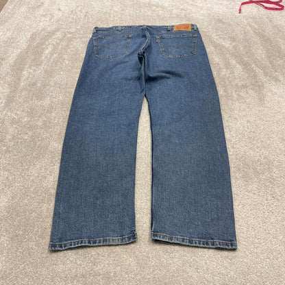 Levis 505 jeans y2k 90s style W38L30 red tab logo 5 pocket navy blue denim pants skater