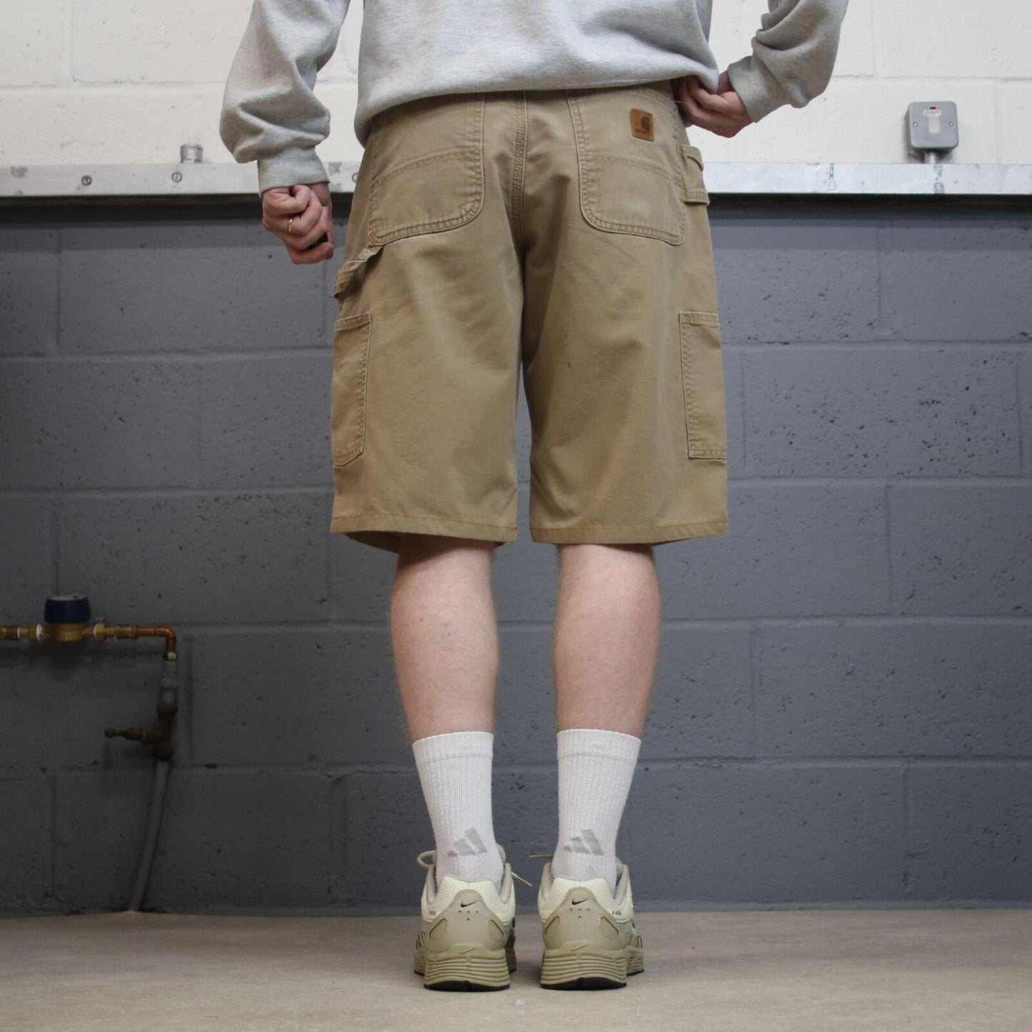 Carhartt carpenter shorts dungaree fit tan Loose cargo skater work shorts