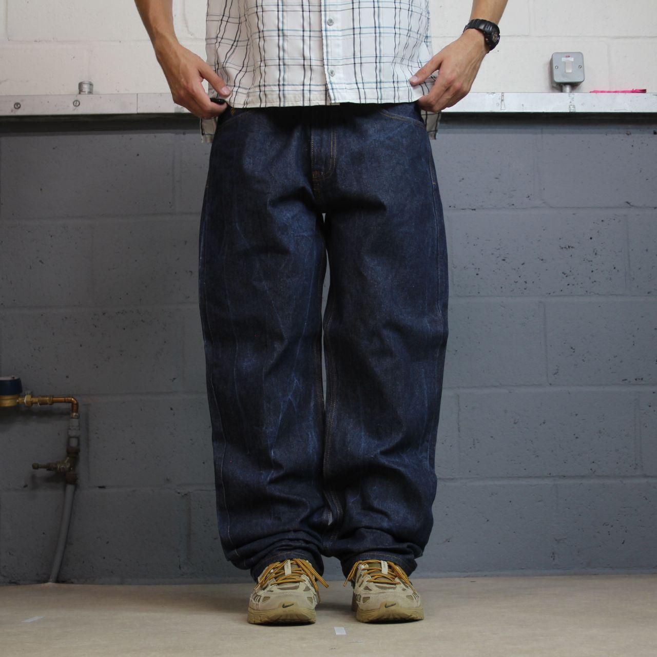 Rocawear jeans y2k embroidered W38L32 blue denim Loose straight leg skater style surf pants