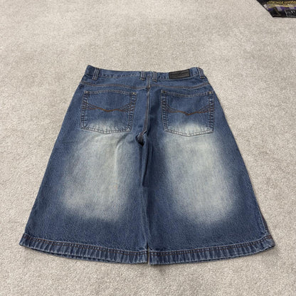 Jordan Craig long baggy denim shorts y2k blue Loose fit surf style summer festival jorts