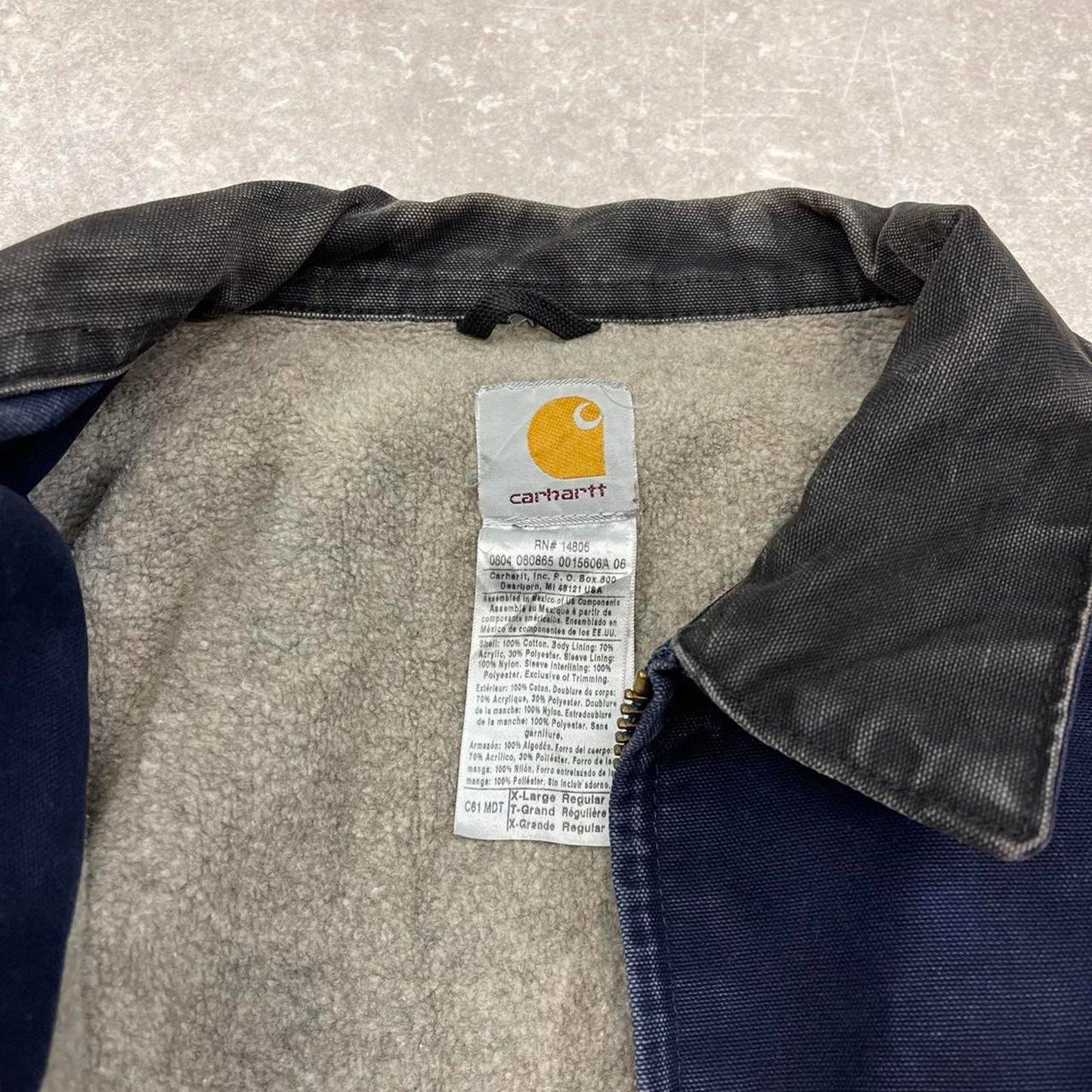 Vintage navy Carhartt Ridge jacket XL sherpa lined canvas over coat