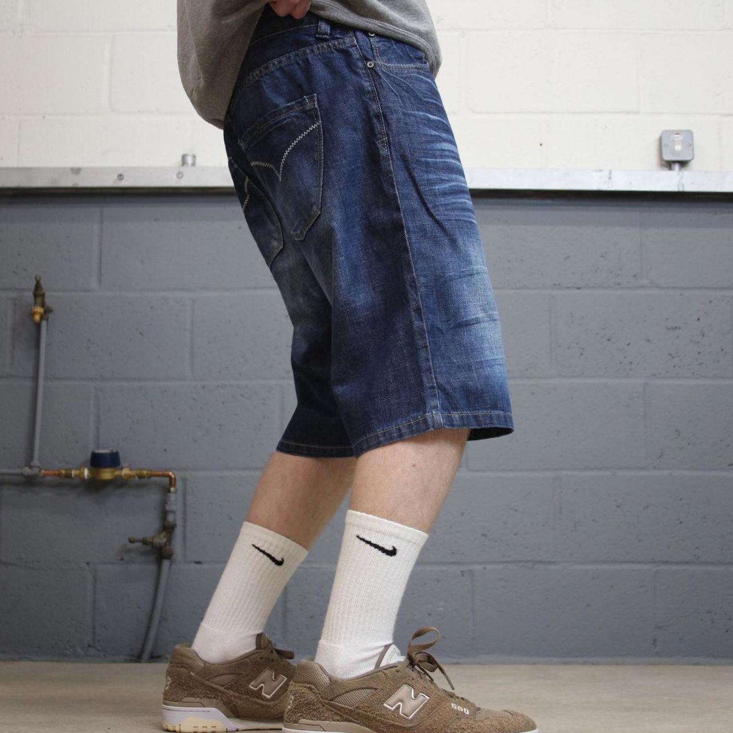 Y2k baggy shorts skater style blue OMM denim loose leg summer festival jorts