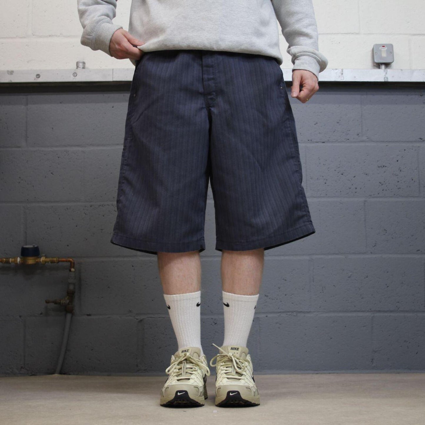 Dickies baggy stripe carpenter shorts navy Twill chino skater style shorts wide long leg