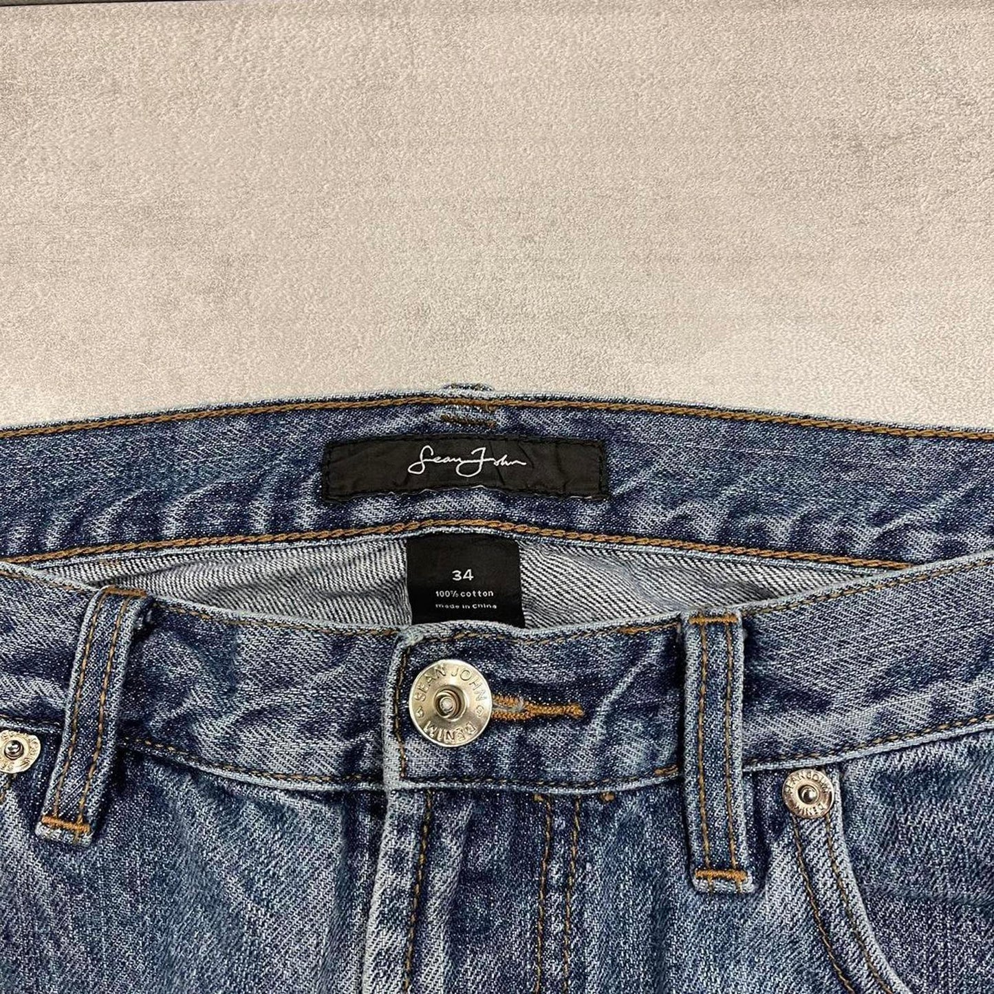 Blue embroidered Sean John jeans W36 L33 loose denim Y2K skater style jeans
