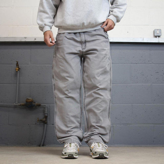 Mens Carhartt carpenter pants W42 L32 grey relaxed 90s style cargos