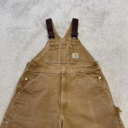 Vintage Carhartt dungarees tan brown overalls Bib & brace utility workwear farmer