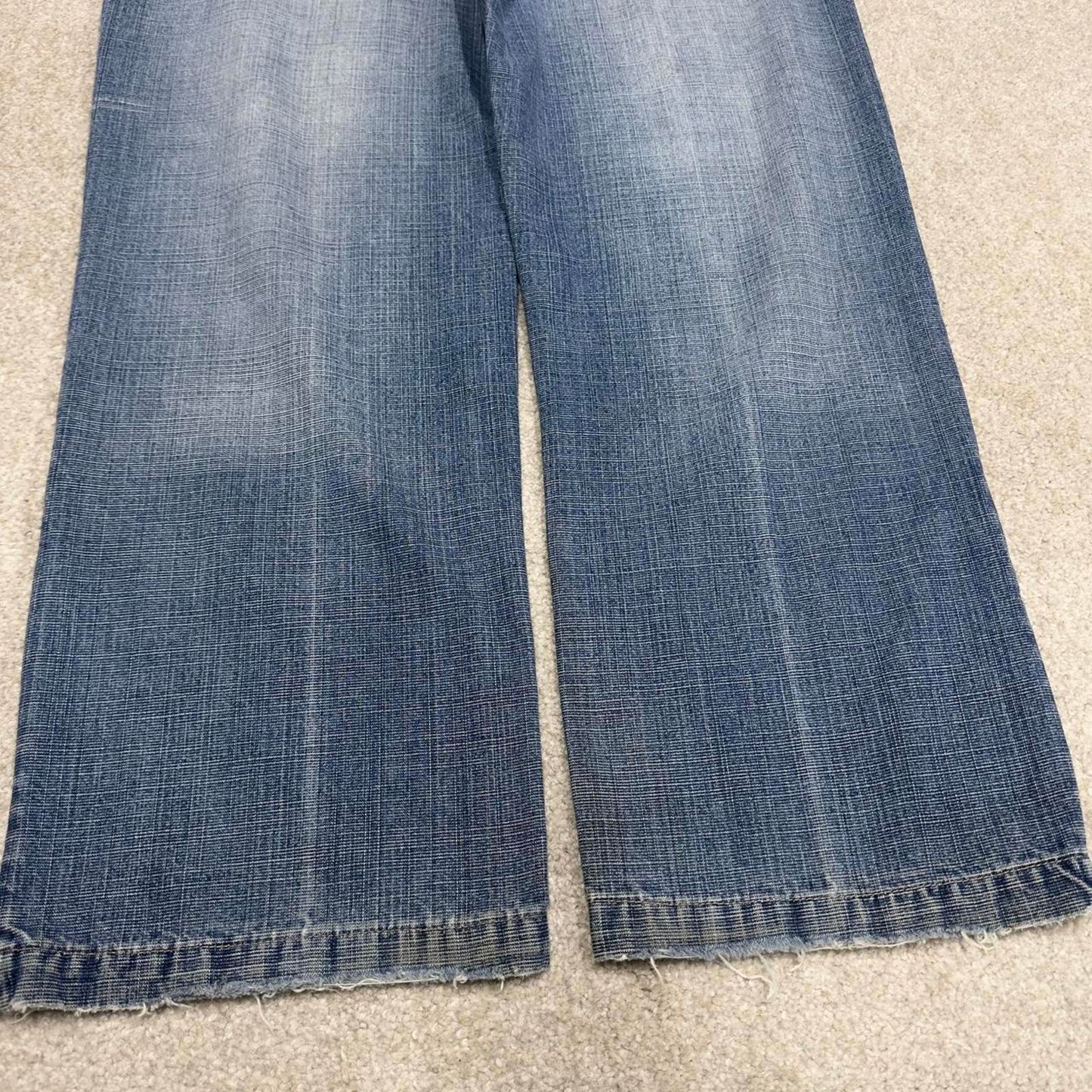 Y2k baggy skate jeans blue denim W36L32 Vintage Don loose 00s style pants embroidered casual autumn