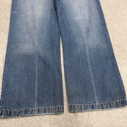 Y2k baggy skate jeans blue denim W36L32 Vintage Don loose 00s style pants embroidered casual autumn