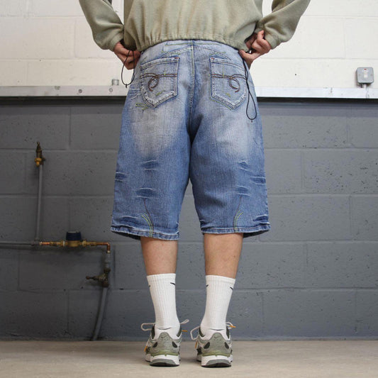 Y2k loose denim shorts skater style blue Denim Neeso Jeans summer festival jorts