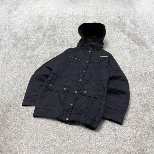 00s Billabong technical parka jacket S women's y2k style black hooded coat winter