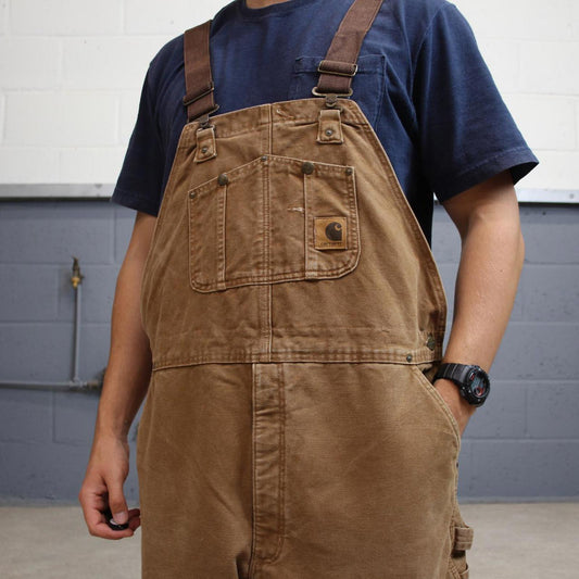 Vintage Carhartt dungarees W44L40 mens canvas overalls tan utility worker