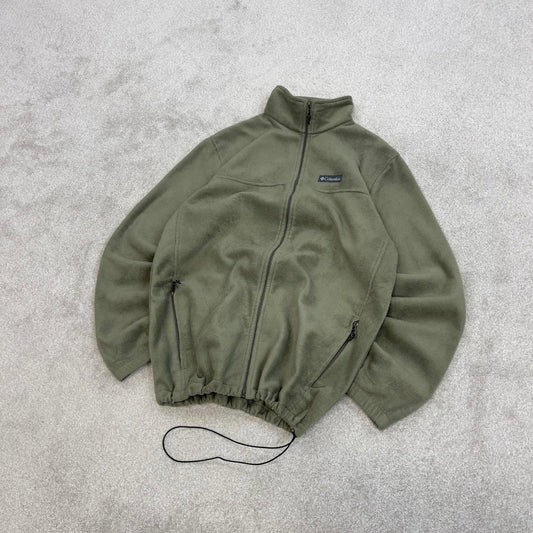 Khaki Columbia technical zip up fleece Large y2k style autumn adjustable waist