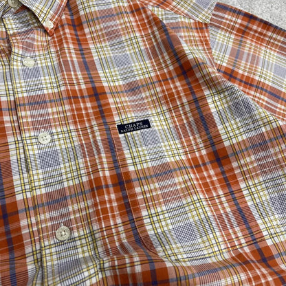 Chaps Ralph Lauren boxy checkered shirt short sleeve orange Surf style check shirt summer festival