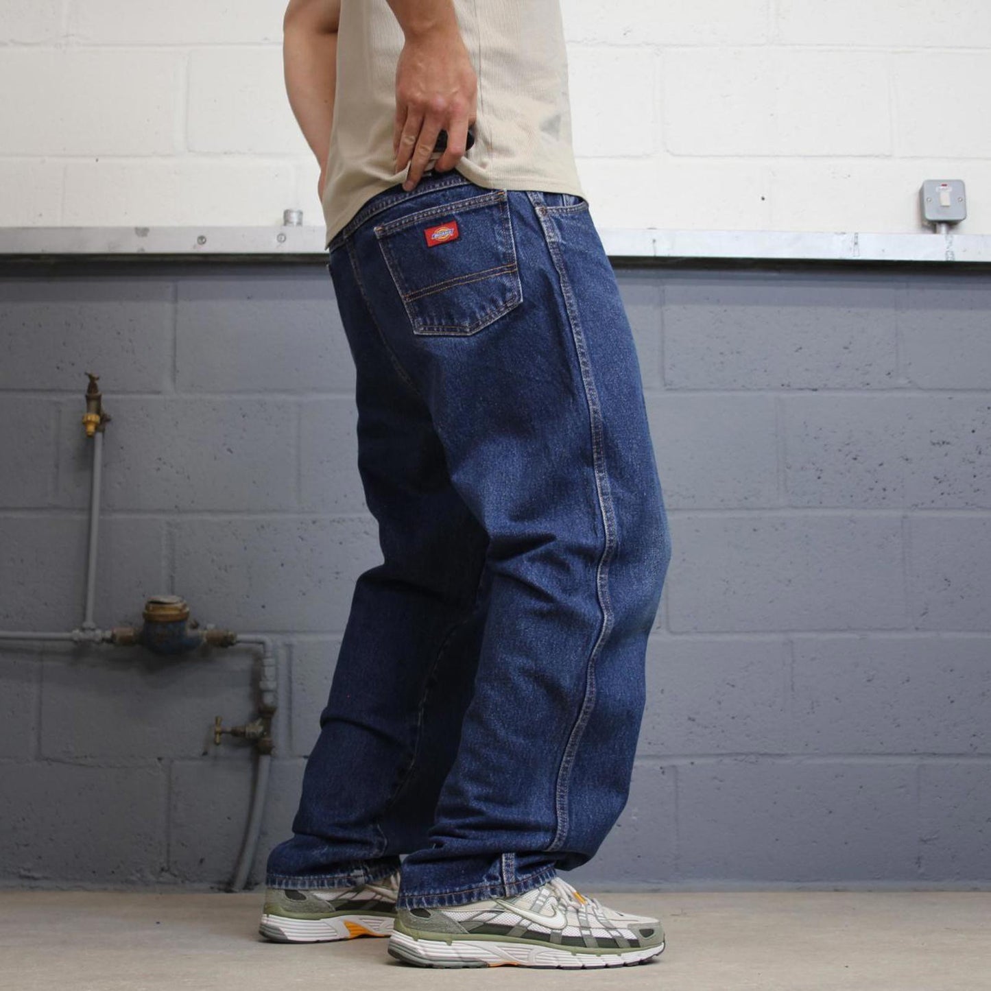 Baggy Dickies jeans W40L30 loose blue denim 90s skater style workwear jeans