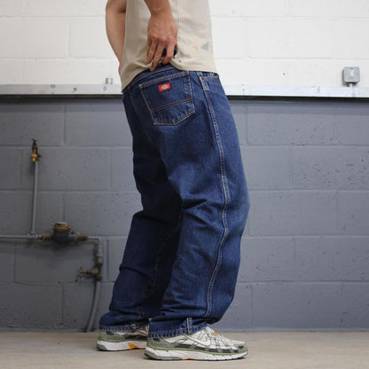 Baggy Dickies jeans W40L30 loose blue denim 90s skater style workwear jeans