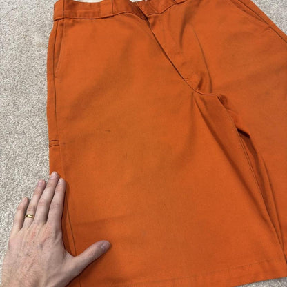 Orange baggy Dickies carpenter chino shorts Chino style skater shorts long wide leg festival