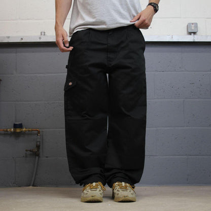 Dickies baggy pleated cargo pants double knee black Loose fit  carpenter style skater work pants