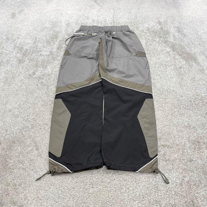 Adidas Stella McCartney tracksuit bottoms grey khaki Loose paneled unlined track pants adjustable