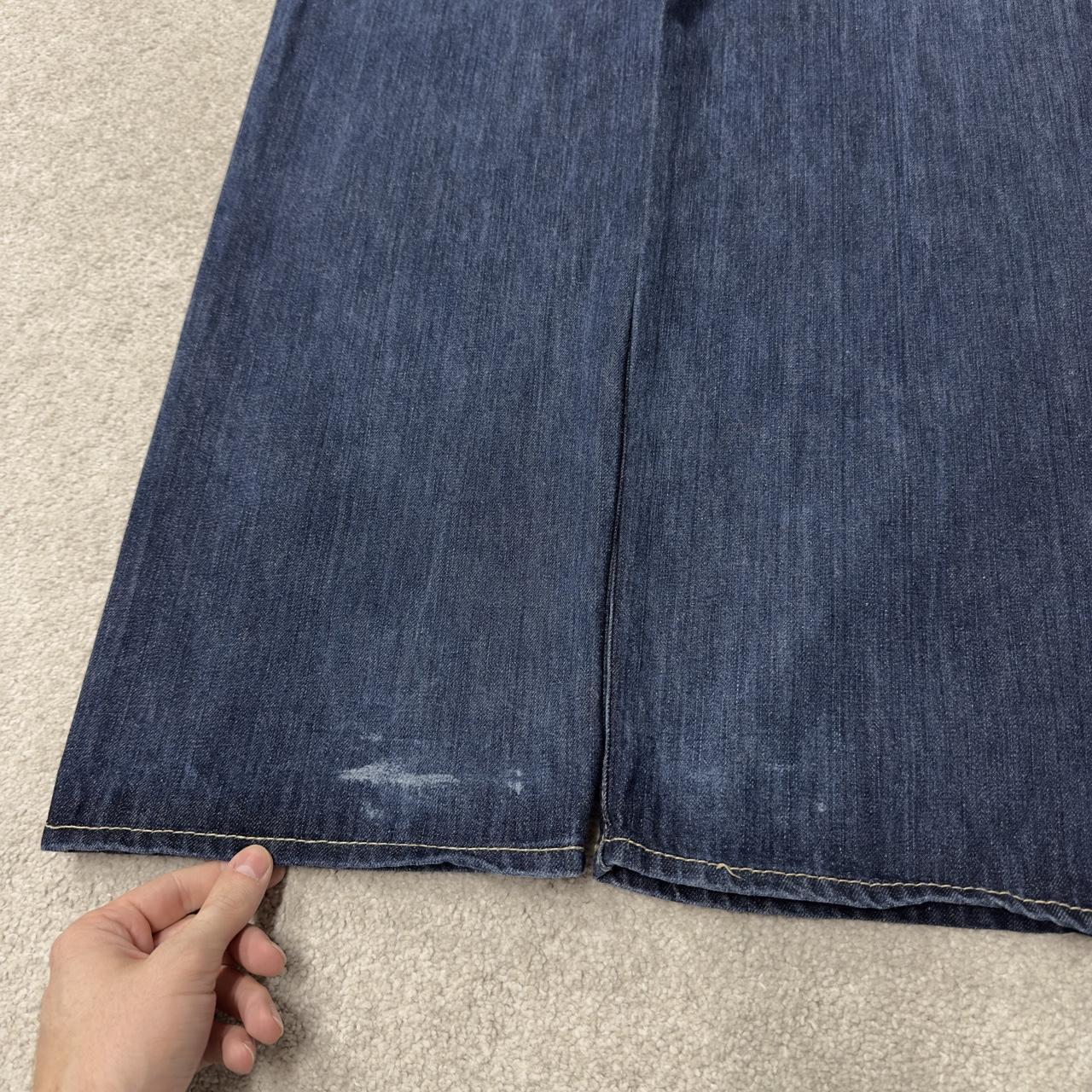 Y2K embroidered baggy jeans Live Mechanics blue denim Loose straight skater surf style jeans