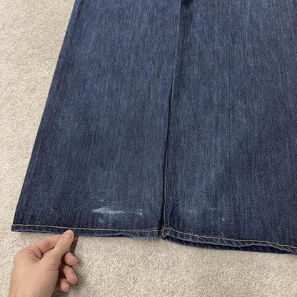Y2K embroidered baggy jeans Live Mechanics blue denim Loose straight skater surf style jeans