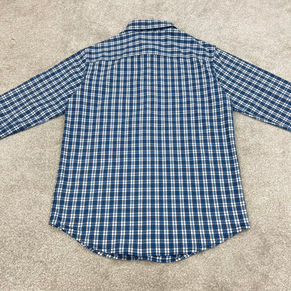 Blue checkered Columbia technical shirt Medium women's long sleeve button up autumn y2k style