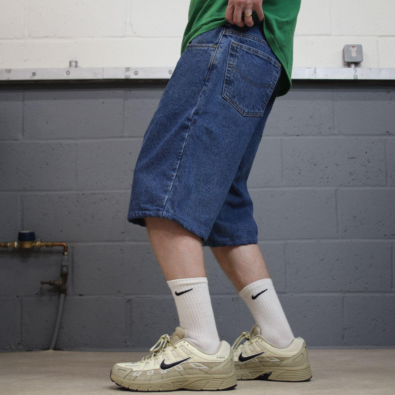 Carhartt denim shorts y2k faded blue Loose checkered lining skater style work jorts