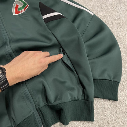 Y2K Adidas track top jacket embroidered green XL men’s Sporty tracksuit stripes, logos, zip pockets