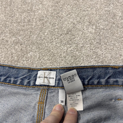 Calvin Klein baggy denim carpenter jeans y2k W38L30 blue Wide leg workwear skater style cargos