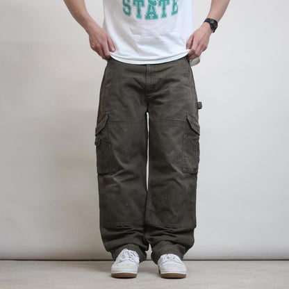 Carhartt carpenter pants W38 L32 khaki canvas 90s style skater cargo trousers utility pockets