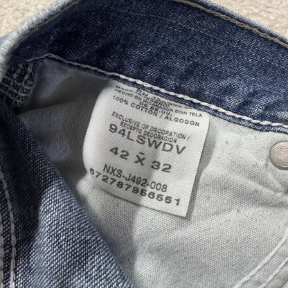 Baggy Wrangler carpenter jeans y2k blue denim Loose leg skater 2000s style cargo pants