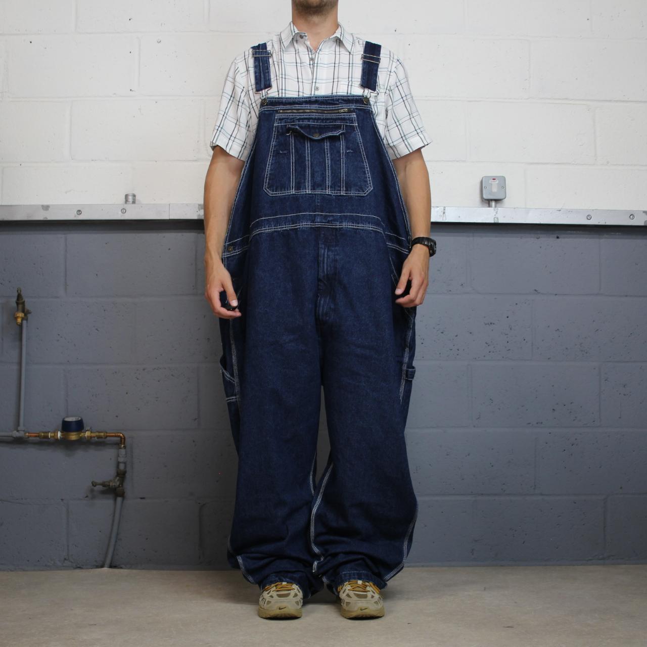 Vintage denim dungarees loose y2k blue Real Work workwear bib & brace overalls utility