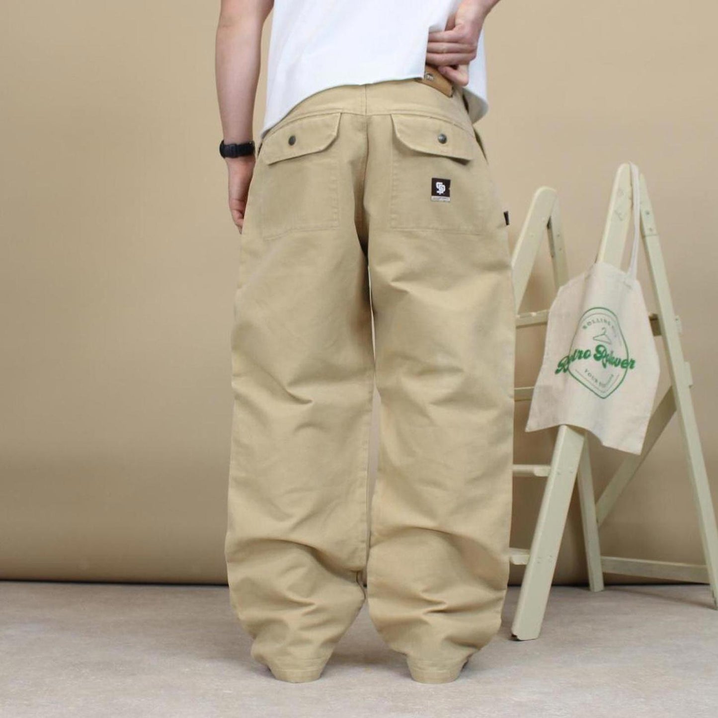 Beige baggy State Property skate jeans W34 L32
