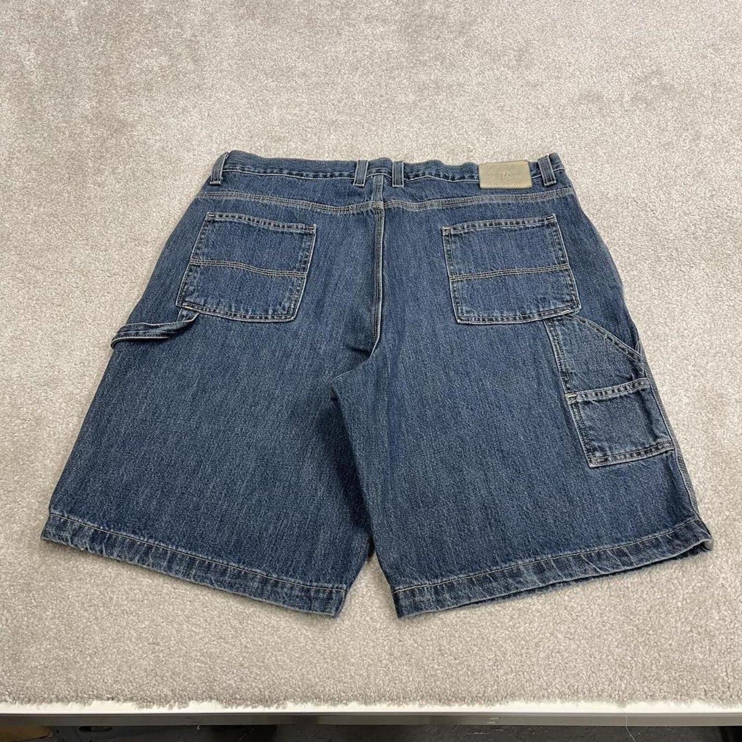 Baggy denim carpenter shorts cargo blue Member's Mark skater surf style jorts