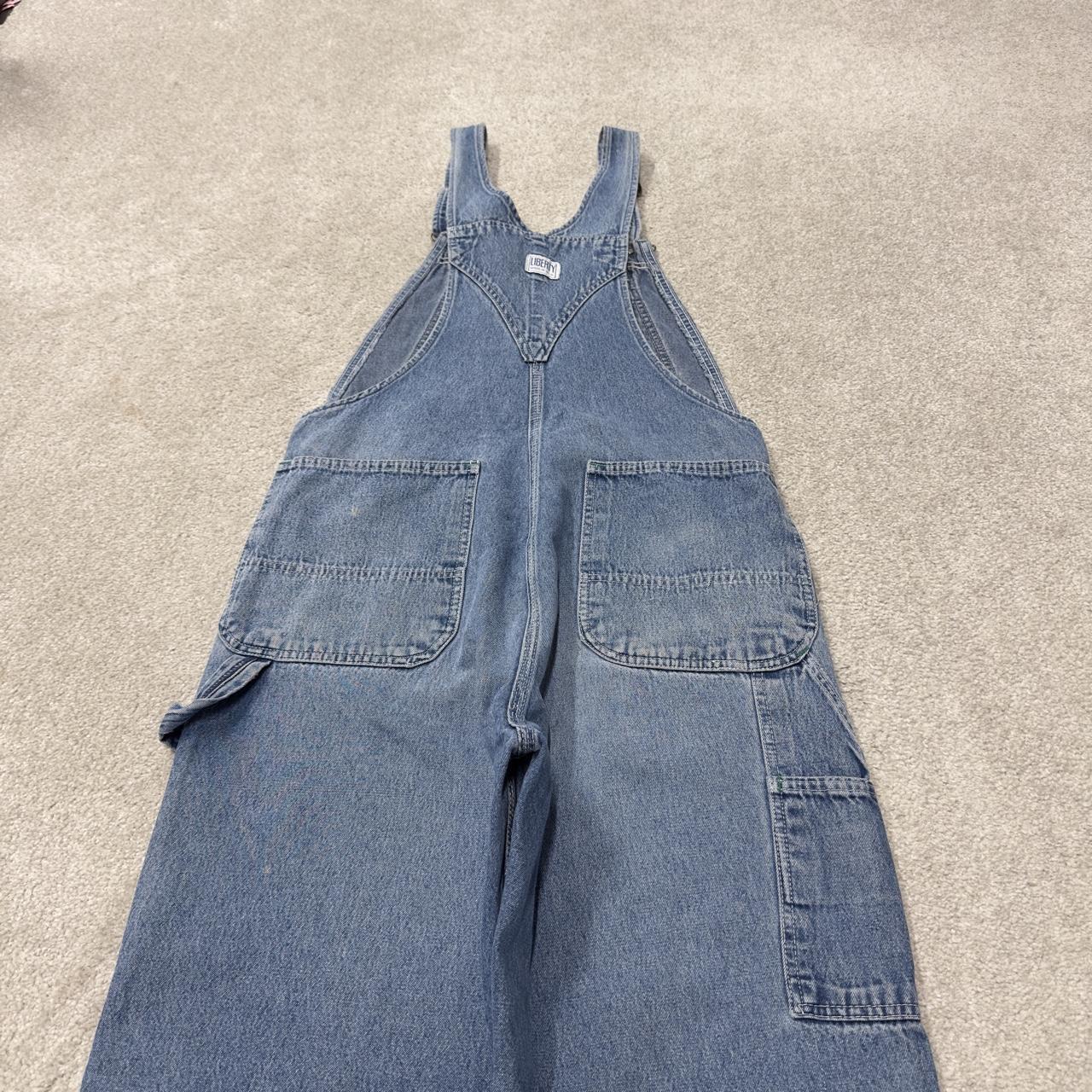 Vintage liberty dungarees 00s denim overalls blue Patch logo and adjustable straps