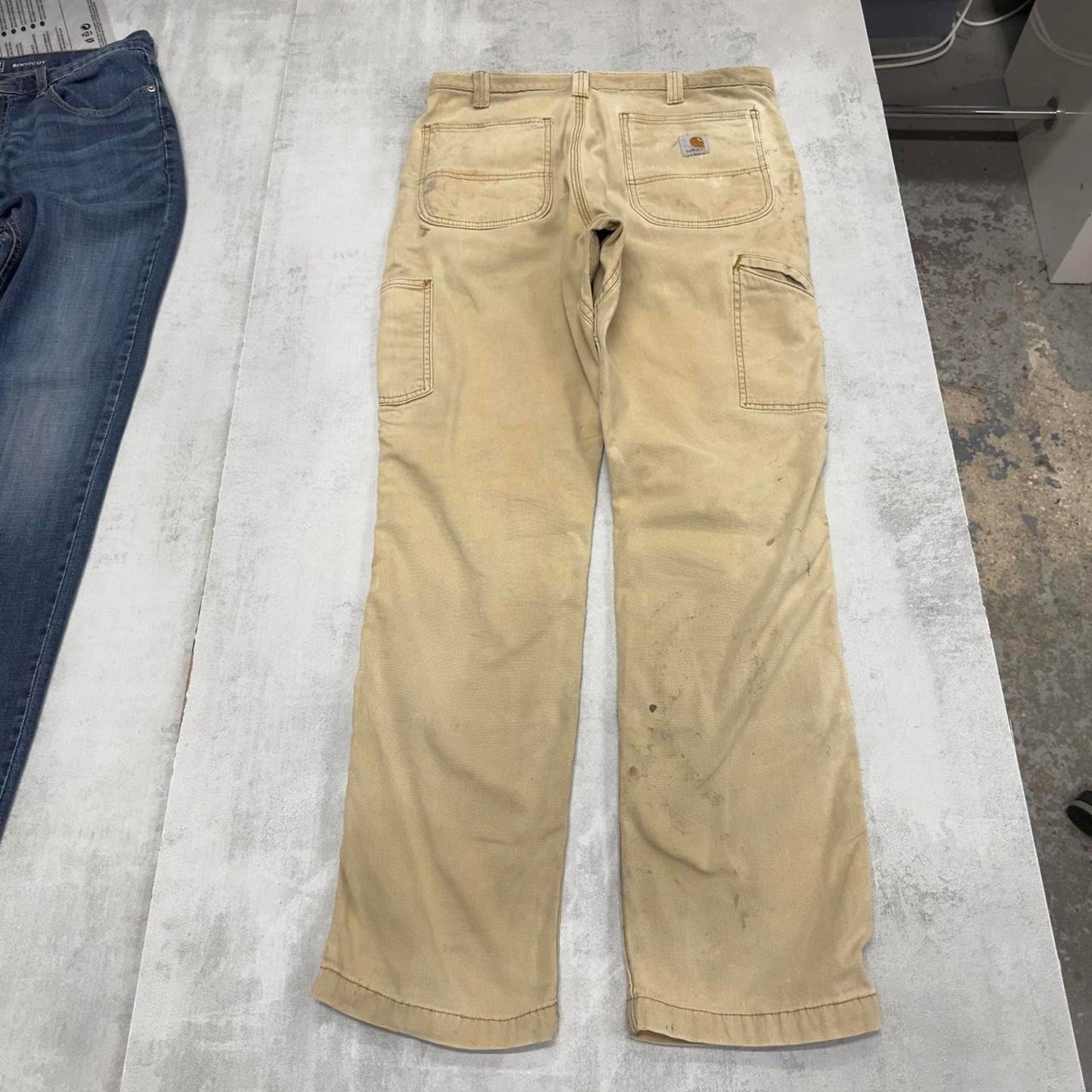 Mens Carhartt carpenter pants W32 L32 tan relaxed cargo skater trousers