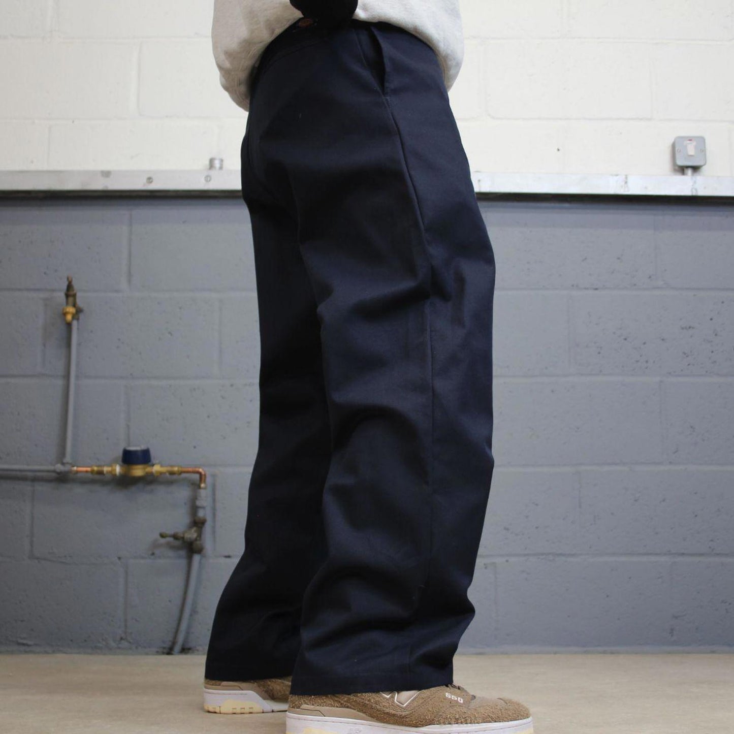 Baggy Dickies chino skate pants W36L30 Loose navy twill style casual work trousers