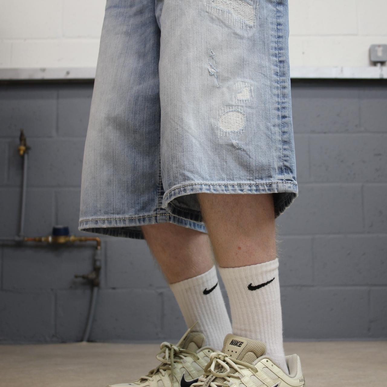 Baggy denim shorts y2k embroidered blue BKE Derek ripped style surf jorts