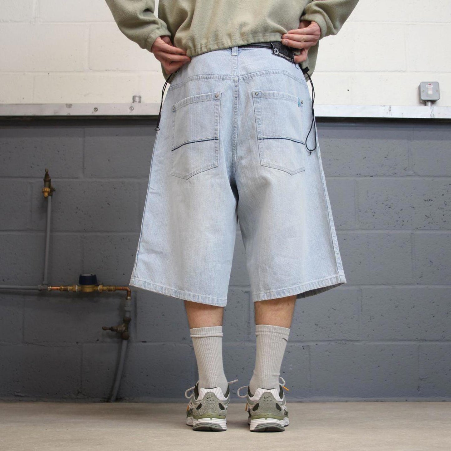 Y2k baggy Southpole shorts skater style blue Long wide leg denim summer festival shorts